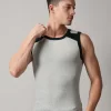 Classic gym vest for men in grey melange and navy sleeveless athletic design