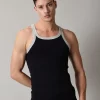Classic gym vest for men in navy blue sleeveless athletic design