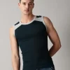 Classic gym vest for men in navy blue and grey sleeveless athletic design