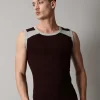 Classic gym vest for men in maroon and grey sleeveless athletic design