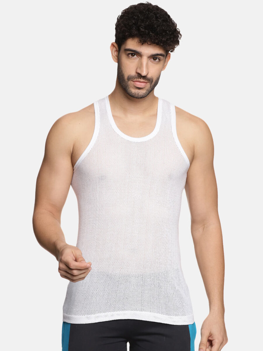 Mesh Jaali Vest White